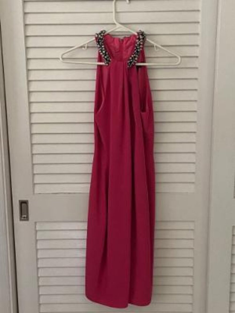 Carmen Marc Valvo Halter dress in fuschia